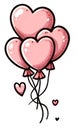 Pink Balloons clipart vintage color style for valentines day Royalty Free Stock Photo