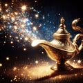 make a wish on the beautful magic genie lamp Royalty Free Stock Photo