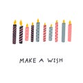 Make a wish candles illustration lettering card