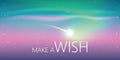 Make a wish with falling star in colorful starry sky with aurora borealis Royalty Free Stock Photo