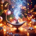 make a wish with the magical genie lamp at christmas time