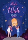 Make wish poster flat vector template Royalty Free Stock Photo