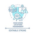 Make work locations transparent turquoise concept icon