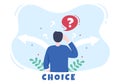 Make Your Choice or Choose the Right Success Road Illustration in Several Directions of Arrows, Yes or No, Door with a Question Royalty Free Stock Photo