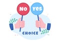 Make Your Choice or Choose the Right Success Road Illustration in Several Directions of Arrows, Yes or No, Door with a Question Royalty Free Stock Photo