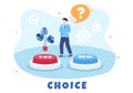 Make Your Choice or Choose the Right Success Road Illustration in Several Directions of Arrows, Yes or No, Door with a Question Royalty Free Stock Photo