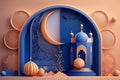 Make your Islamic holiday festivities memorable with a modern 3D banner in royal blue and peach monotones. The banner includes a Royalty Free Stock Photo