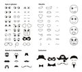 Make your own character emoji emoticon smiley. Vector elements to create thousands of facial expressions with dozens of shapes Royalty Free Stock Photo