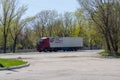 Makeevka, Ukraine - April 27, 2017: Truck with humanitarian cargo on the city road