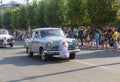 Makeevka, Ukraine - August 25, 2012: Retro cars depicting a wedding