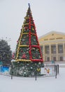 Makeevka, Ukraine - December, 24, 2014: Christmas tree in the to