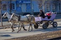 Makeevka, Ukraine - February, 22, 2015: Children ride on a cart