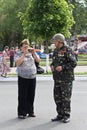 Makeevka, Ukraine - May, 9, 2012: Participants of the historical parade