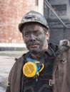 Makeevka, Ukraine - October 30, 2012: Miner mine Yasinovskaya-Glubokaya after work shift