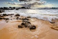 Makena beach with breaking waves Royalty Free Stock Photo