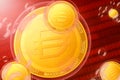 MakerDAO DAI crash; MakerDAO DAI cryptocurrency coins in a bubbles on the binary code background. Close-up