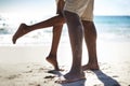 He makes her swoon. Cropped image of an african-american couple being affectionate on the beach.