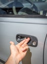 Makeshift car door handle fix Royalty Free Stock Photo