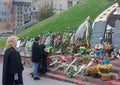 Makeshift memorial at Maydan Nezalezhnosti square in Kiev Royalty Free Stock Photo