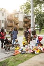 Makeshift Memorial for Michael Brown in Ferguson MO