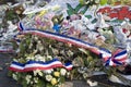 Makeshift memorials along the Promenade des Anglais in Nice Royalty Free Stock Photo