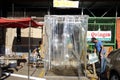 Makeshift sanitation device at the entrance of a public market during the Covid 19 virus outbreak
