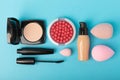 Makeup accessories,beauty blender and makeup brushes.
