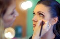 Makeup artist applying eyeshadow Royalty Free Stock Photo
