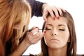 Makeup artist applying makeup Royalty Free Stock Photo