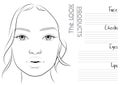 Realistic Makeup Artist Face Chart Blank Template