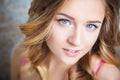 Makeup artist preparing bride before the wedding in a morning Royalty Free Stock Photo