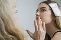 Makeup Artist Preparing Model Royalty Free Stock Photo