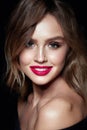 Makeup Beauty Woman. Portrait Of Female With Beautiful Face. Royalty Free Stock Photo
