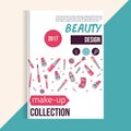 Makeup brochure design with accessories Hand drawn banners beauty items. Royalty Free Stock Photo