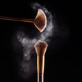 Makeup brush with blue powder explosion Royalty Free Stock Photo