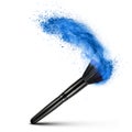 Makeup brush with blue powder isolated Royalty Free Stock Photo