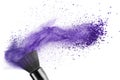 Makeup brush with blue powder isolated Royalty Free Stock Photo
