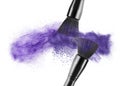 Makeup brush with blue powder isolated Royalty Free Stock Photo