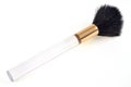 Makeup brush in closeup on white background