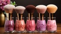 Makeup Brush and Cosmetic Elegance: Artistic Collection of Accessories and Beauty Tools