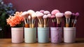 Makeup Brush and Cosmetic Elegance: Artistic Collection of Accessories and Beauty Tools