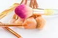 Makeup brush cosmetics on a white background Royalty Free Stock Photo