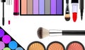 Makeup brush and cosmetics, on a white background isolated Royalty Free Stock Photo