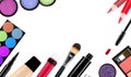 Makeup brush and cosmetics, on a white background isolated Royalty Free Stock Photo