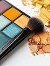 Makeup brush and eyeshadow palette. Royalty Free Stock Photo