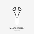 Makeup brush flat line icon. Beauty care sign, illustration of make up artist equipment. Thin linear logo for cosmetics