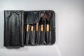 Makeup brush kit. Makeup brush case Royalty Free Stock Photo