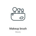 Makeup brush outline vector icon. Thin line black makeup brush icon, flat vector simple element illustration from editable beauty Royalty Free Stock Photo