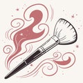 Makeup Brush with Swirls and Stars Illustration Royalty Free Stock Photo