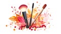 Autumn Makeup Beauty Collage Brushes, Mascara Fall Leaves Royalty Free Stock Photo